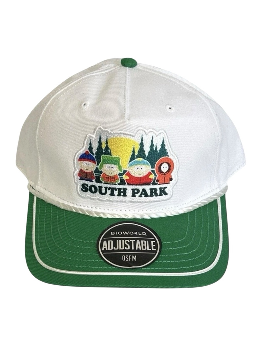 Bioworld South Park Pine Tree Sunset Snapback Cap Hat White Green Comedy Central